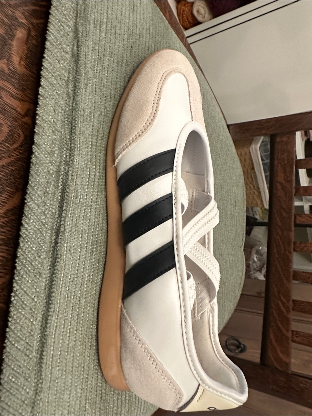 Adidas Barreda White and Black Mary Jane Sneakers - Picture 3 of 6